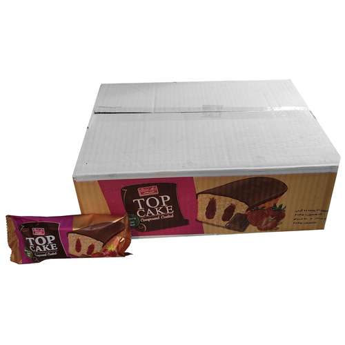 کیک شکلاتی با مغزی توت فرنگی شیرین عسل - 60 گرم بسته 40 عددی