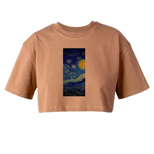 کراپ‌تاپ آستین کوتاه زنانه مدل شب پر ستاره  کد L330 K