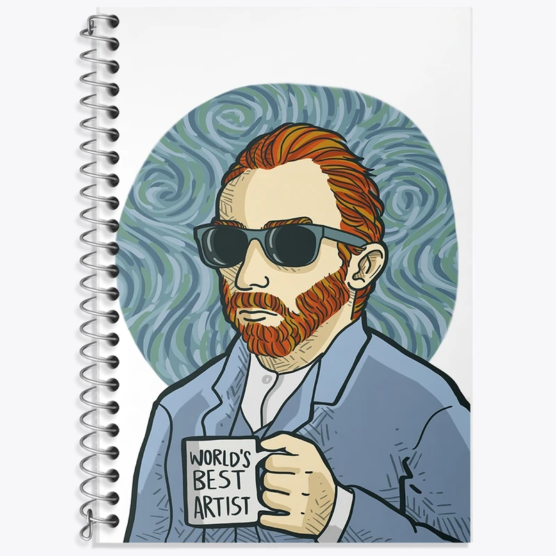 دفتر زبان 50 برگ خندالو مدل دو خط طرح ونسان ونگوگ کد F279