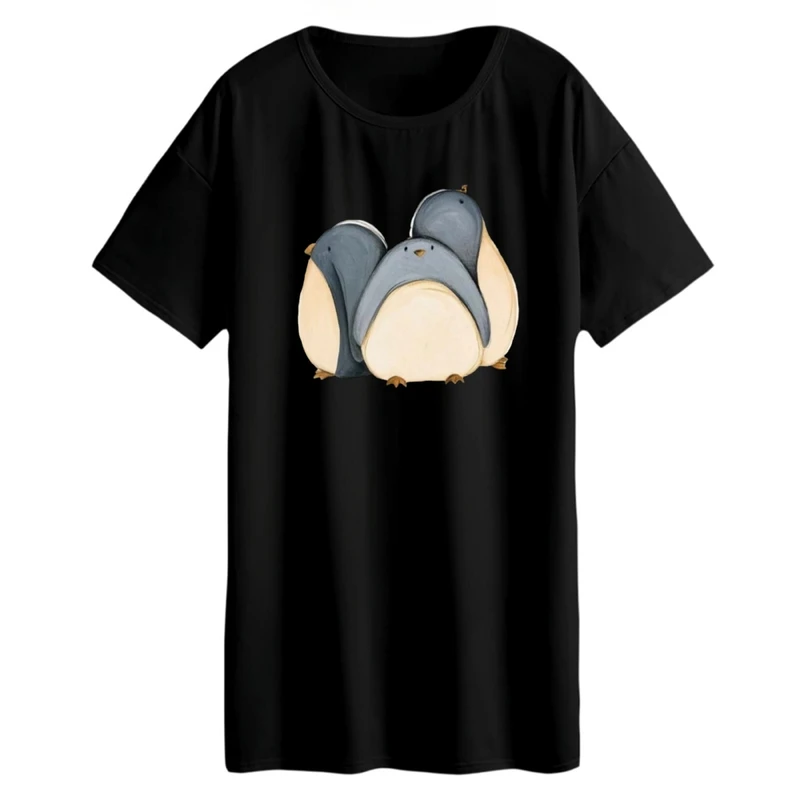 تی شرت لانگ زنانه مدل پنگوئن ها