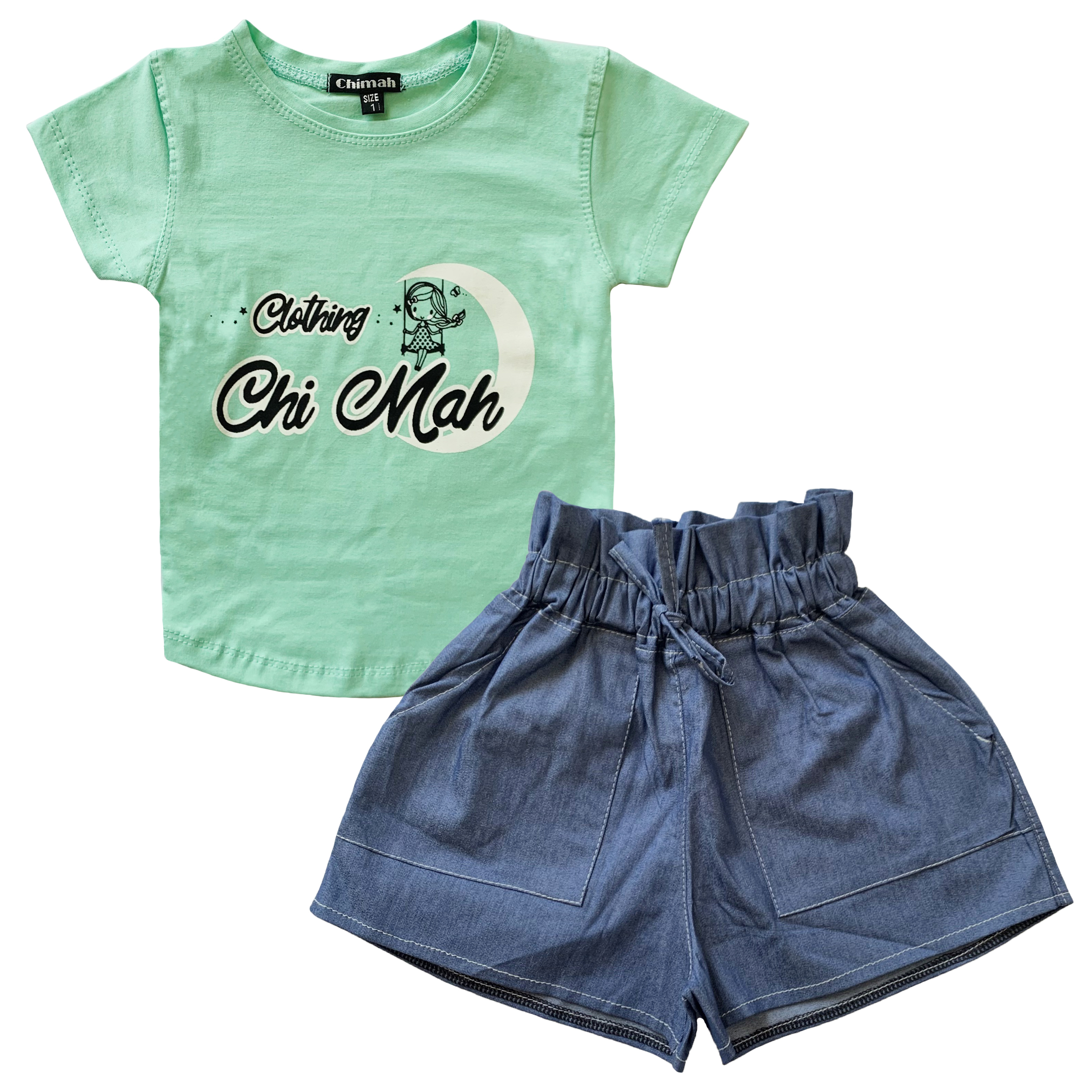 ست تی شرت و شلوارک نوزادی مدل Chi Mah کد FF-218