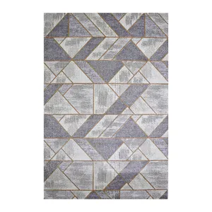 فرش ماشینی 320 شانه فرش سهند زمینه خاکستری حاشیه طوسی مدل SO36.0A