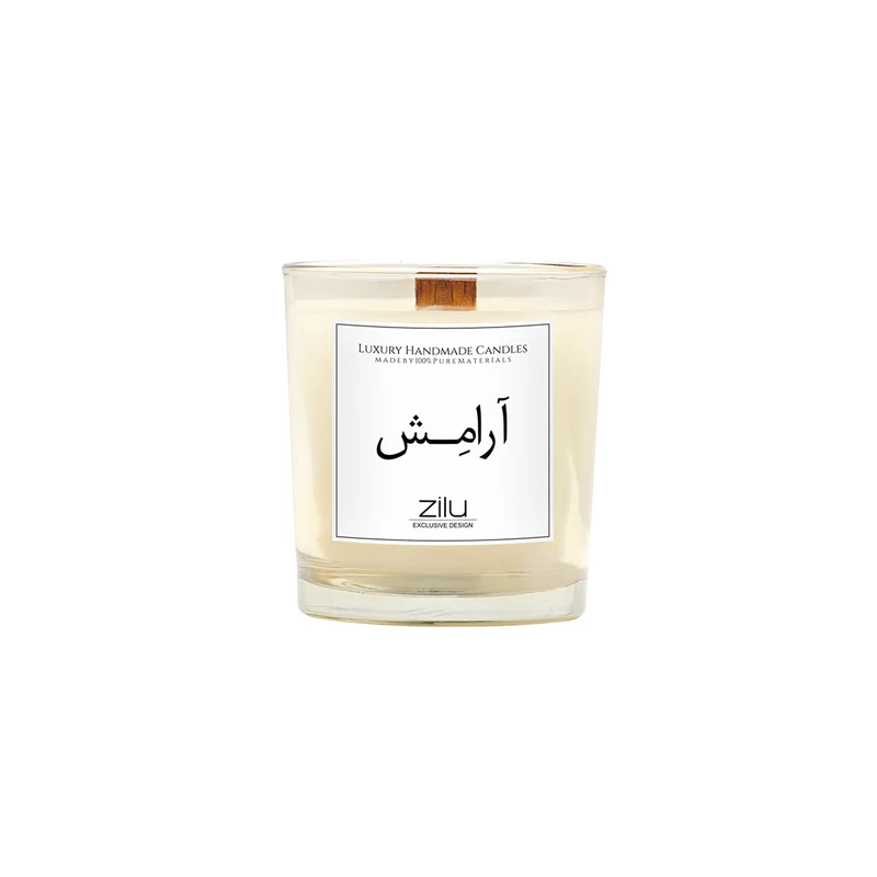 شمع لیوانی معطر شمع زیلو مدل آرامش با رایحه وانیل زمان اتمام 35 ساعت