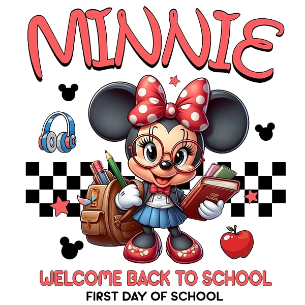  استیکر پارچه و لباس پاد آفرین طرح میکی موس و مدرسه کد 1046