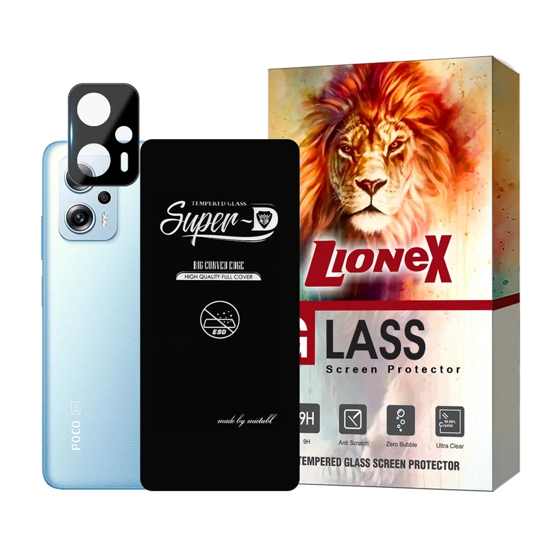 محافظ صفحه نمایش لایونکس مدل SUPLNFULI مناسب برای گوشی موبایل شیائومی Poco X4 GT / Redmi Note 11T Pro / Redmi Note 11T Pro Plus / Redmi K50i به همراه محافظ لنز گوشی