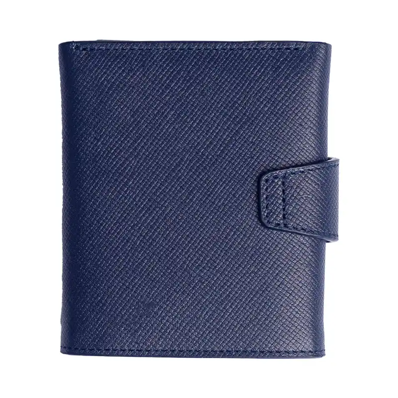 کیف پول اوال مدل  چرم طبیعی طرح سافیانو کد W1 رنگ سرمه ای