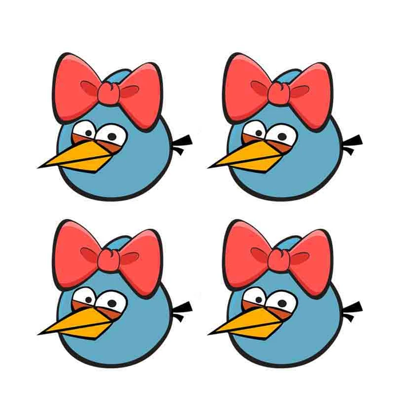 استیکر پارچه و لباس مدل DTF طرح انگری بردز 021 مجموعه 4 عددی