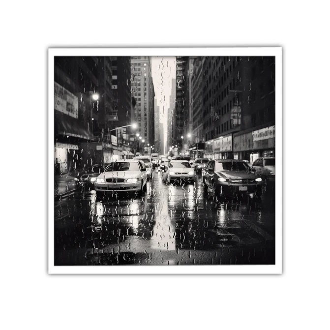 تابلو نوری بکلیت طرح منظره شهر و باران مدل W-MID-18726