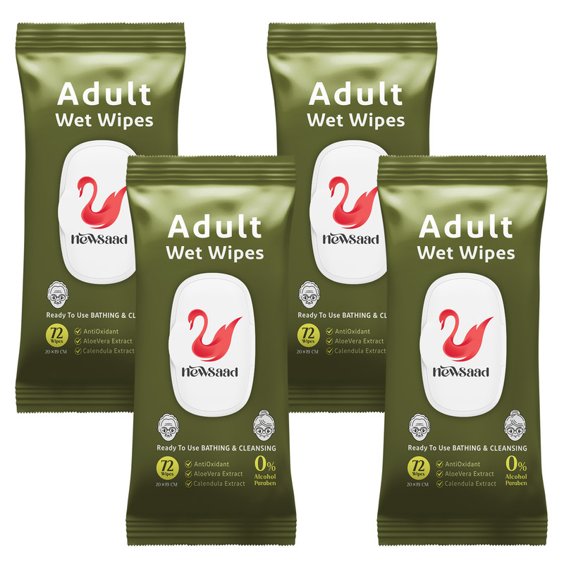 دستمال مرطوب بزرگسالان نیوساد مدل Adult4 چهار بسته 72 عددی