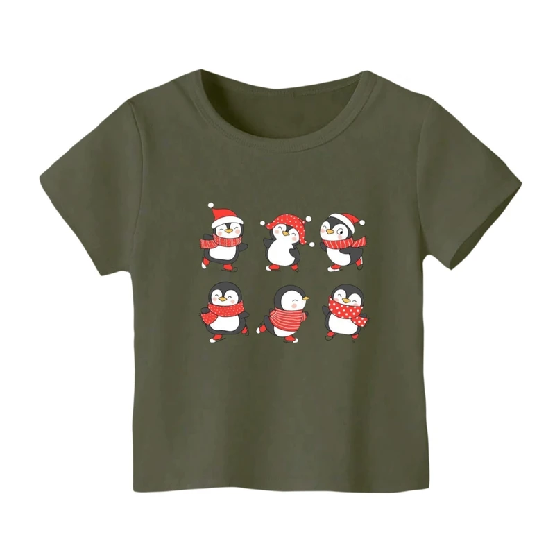تی شرت آستین کوتاه بچگانه مدل پنگوئن کریسمس کد 10