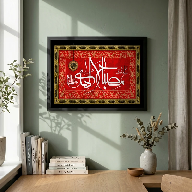 تابلو طرح ان الحسین مصباح الهدی و سفینه النجاه مدل G14087 فریم مشکی