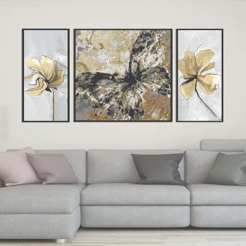 تابلو بکلیت طرح مدرن دیجیتال آرت مدل B-2137 فریم مشکی مجموعه 3 عددی