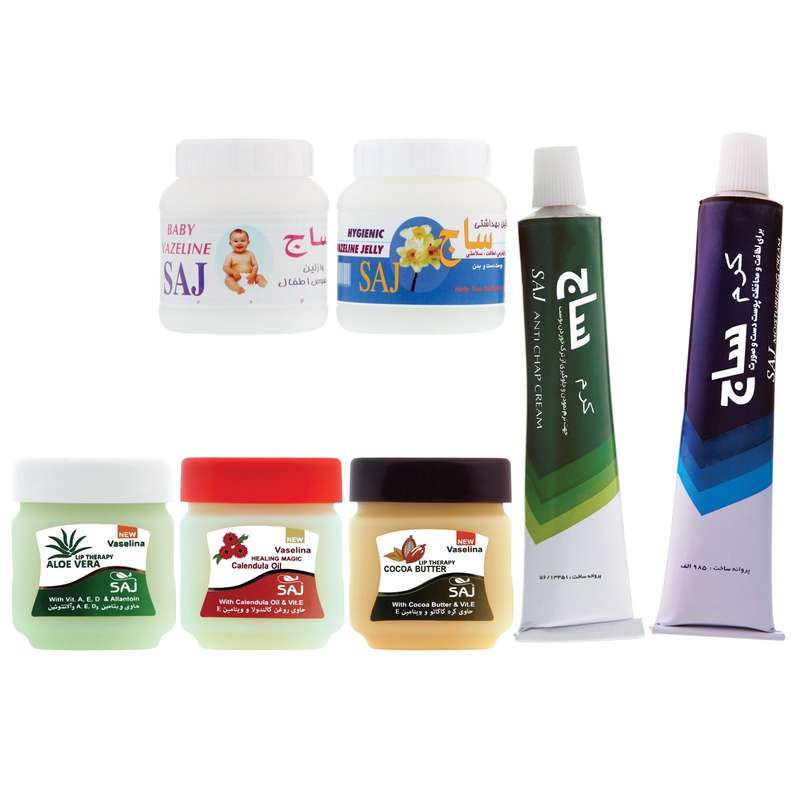 کرم ترک پا و کرم مرطوب کننده و وازلین ساج مدل 5-3 مجموعه 7 عددی