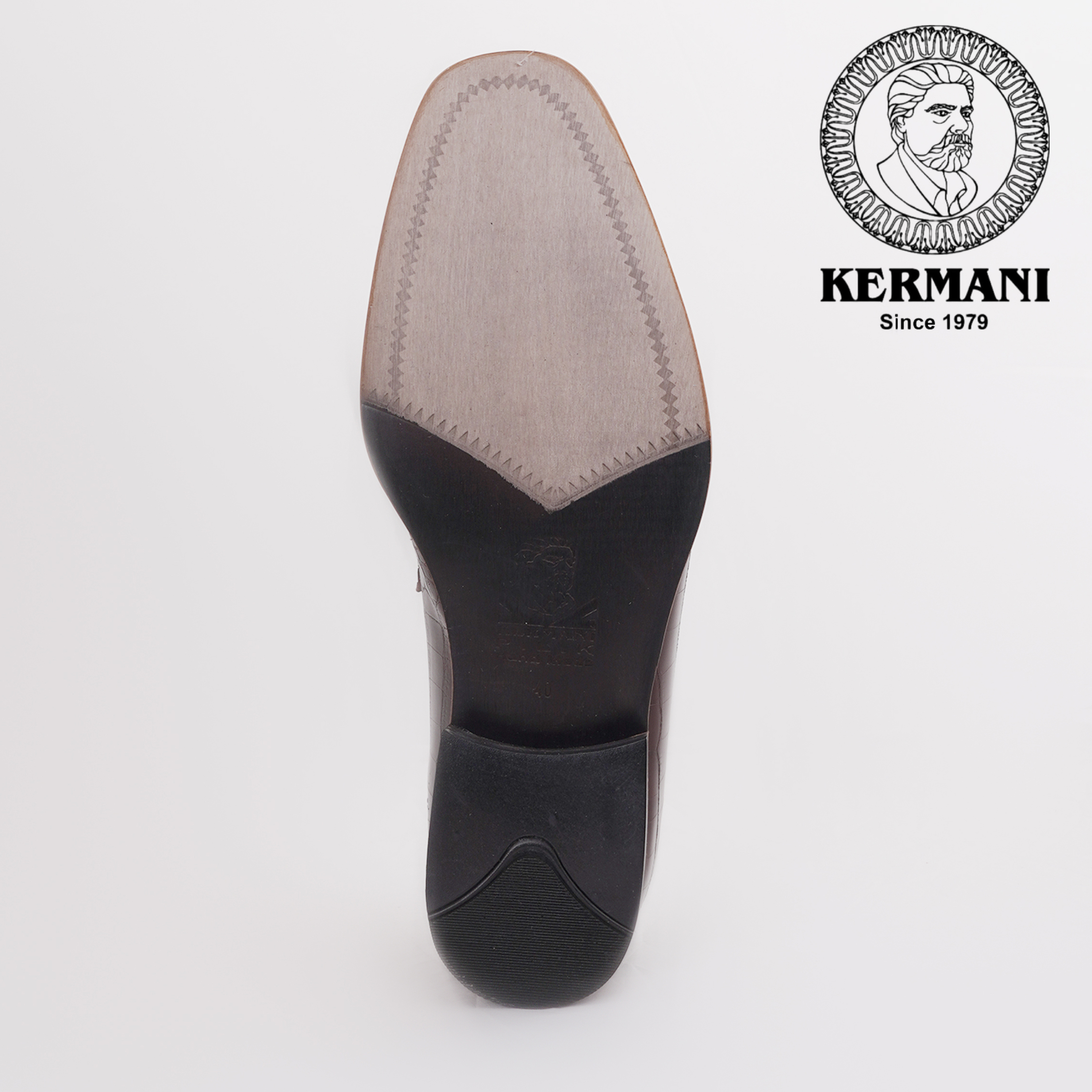 کفش مردانه کرمانی مدل چرم دستدوز طبیعی کروکو کد 1064 رنگ قهوه ای -  - 4
