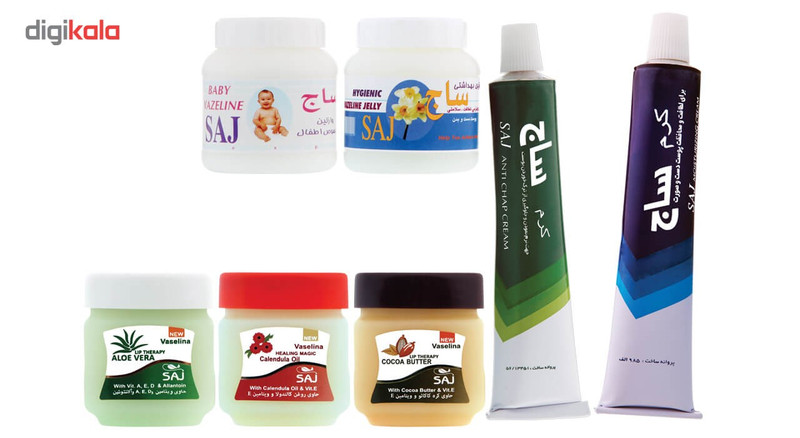 کرم ترک پا و کرم مرطوب کننده و وازلین ساج مدل 5-3 مجموعه 7 عددی