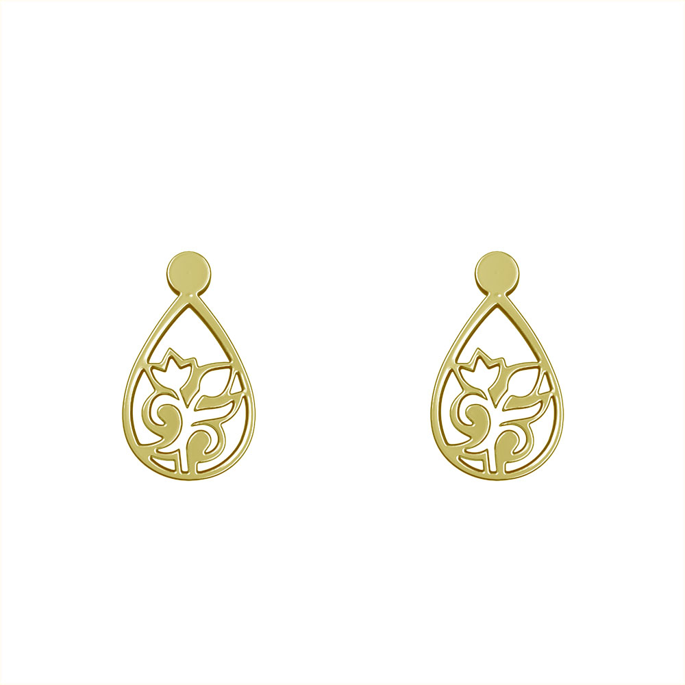 گوشواره طلا 18 عیار زنانه مدوپد مدل گل کد GA1-10520