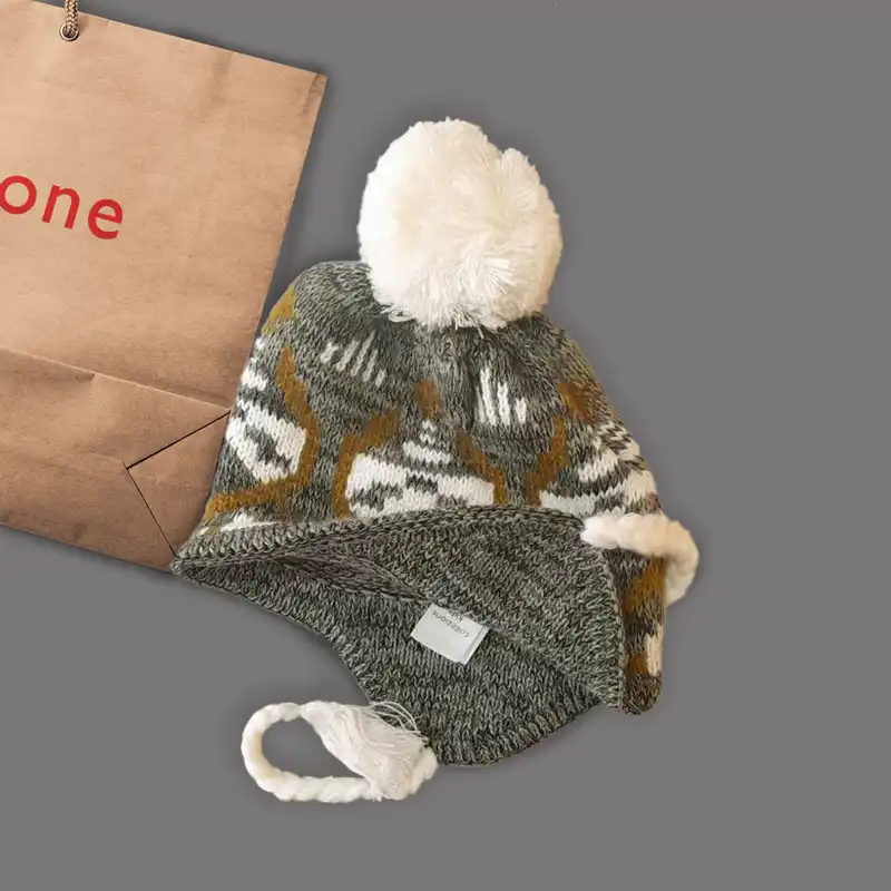 کلاه بافتنی بچگانه کولزیون مدل هندسی کد 61804