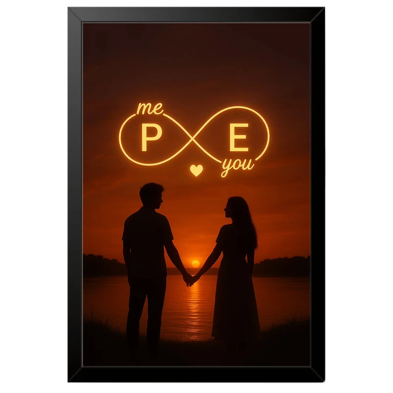 تابلو بکلیت طرح عاشقانه بی‌نهایت حروف P و E مدل B-pe130119 فریم مشکی