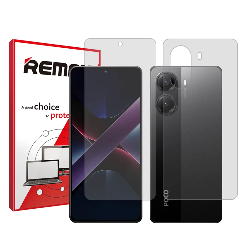 محافظ صفحه نمایش شفاف ریمکس مدل Resistant مناسب برای گوشی موبایل شیائومی Poco X7 Pro به همراه محافظ پشت گوشی