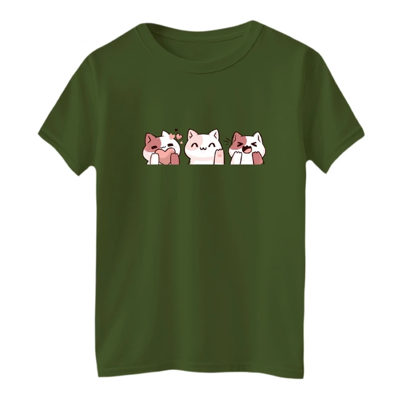 تی‌شرت آستین کوتاه لانگ بچگانه مدل سه گربه