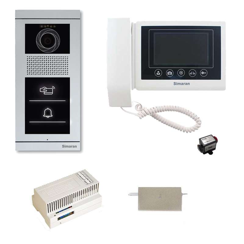 مجموعه دربازکن تصویری سیماران مدل 43TKM-VFBT1 یک طبقه به همراه محافظ ولتاژ مانیتور