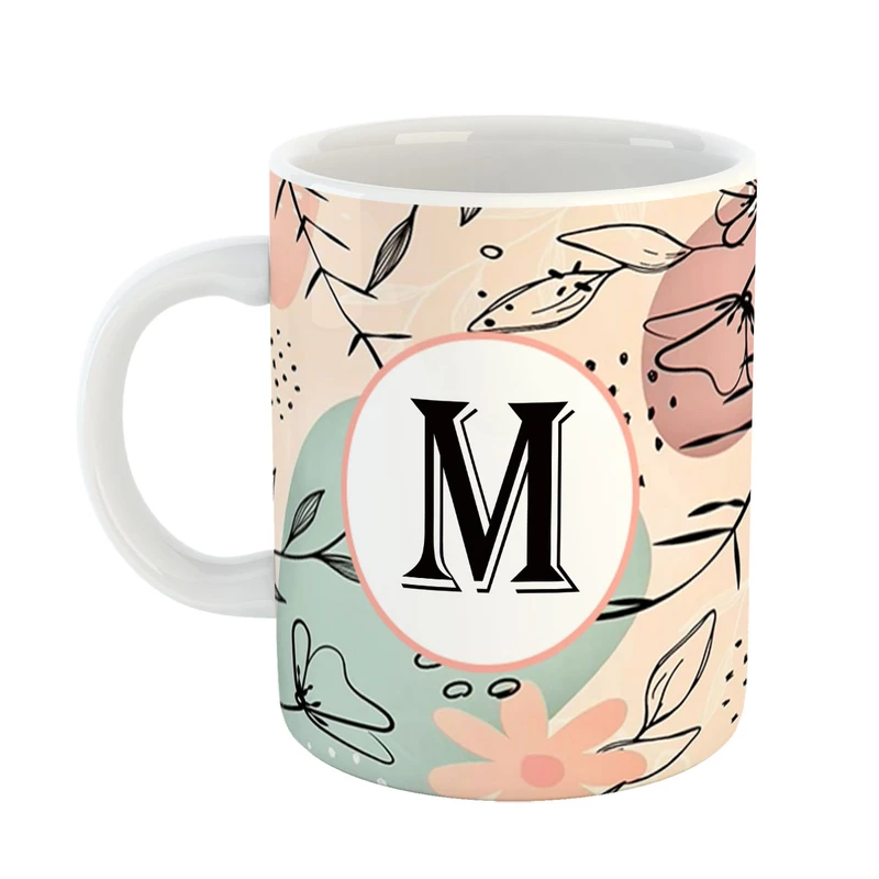 ماگ پادآفرین مدل فانتزی طرح حرف M کد 34