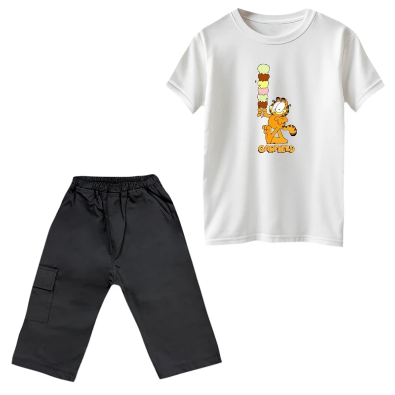 ست تی‌شرت و شلوارک پسرانه مدل گارفیلد و بستننی