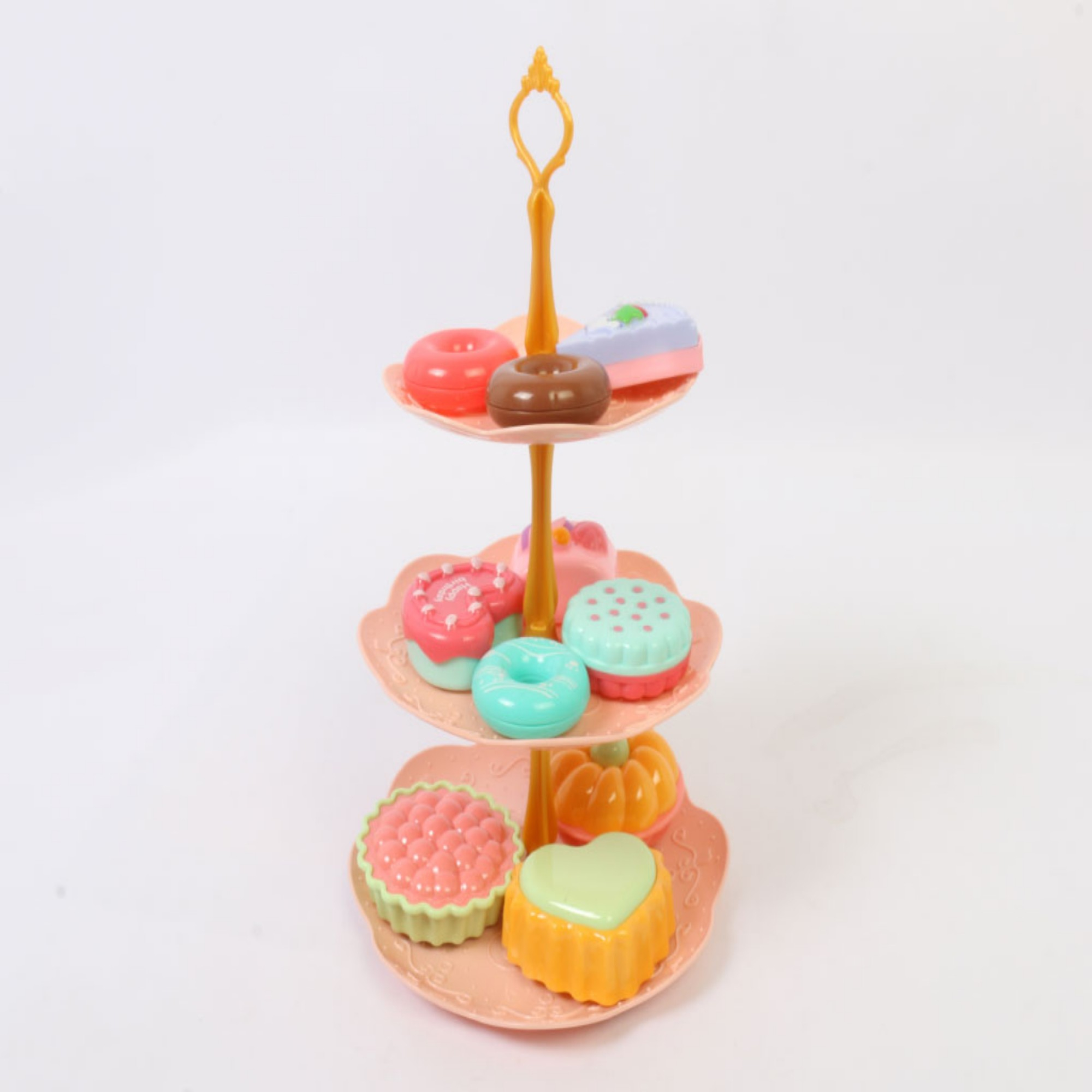 ست اسباب بازی آشپزخانه مدل ظرف شیرینی خوری سه طبقه