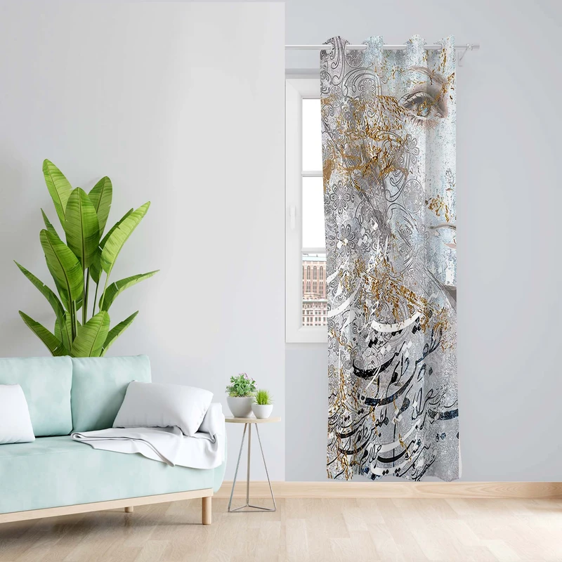 پرده طرح شعر مدل مخمل پانچی کد 5209L z سایز 140x200 سانتی متر