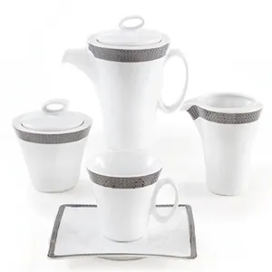 سرویس چینی 17 پارچه چای خوری چینی زرین ایران سری وینچی مدل سورن درجه یک