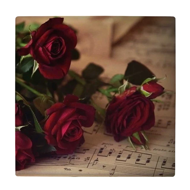 زیر لیوانی طرح گل های رز و نوت های موسیقی کد    4045751_2483