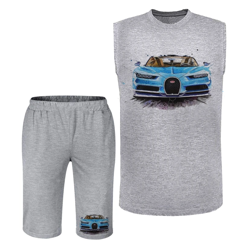 ست تاپ و شلوارک مردانه مدل ماشین N288