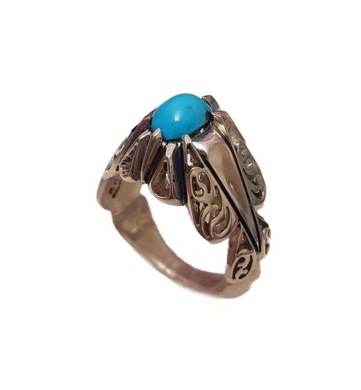 انگشتر نقره مردانه مدل دستساز فیروزه نیشابور سلیمانی