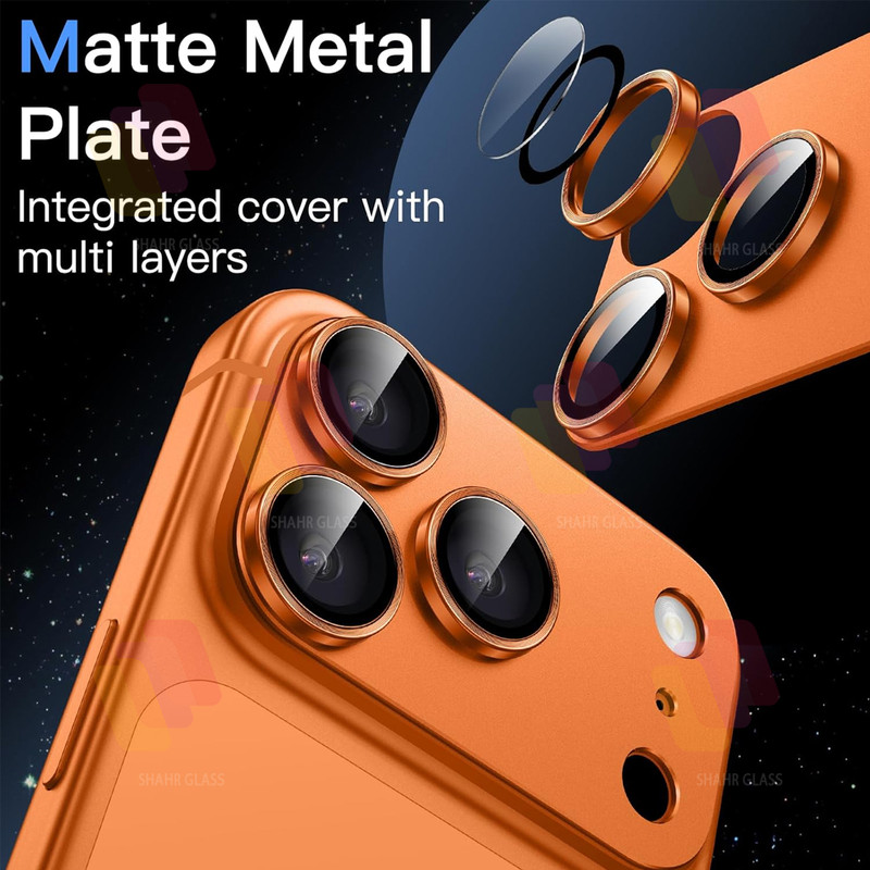 محافظ لنز دوربین فلزی شهر گلس مدل 3D1MS مناسب برای گوشی موبایل اپل iPhone 17 Pro