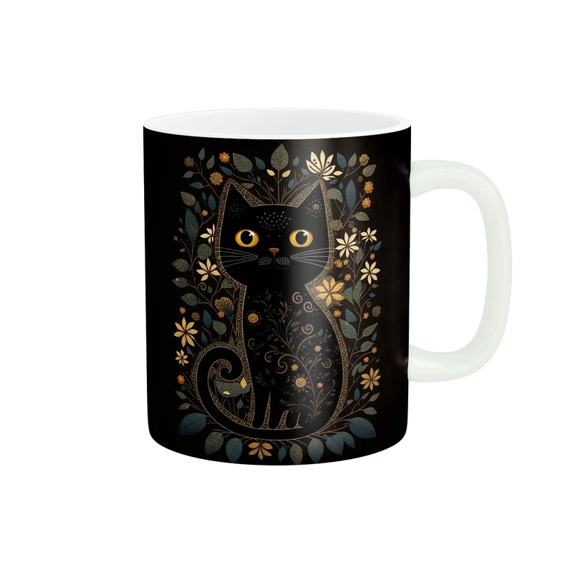 ماگ زیگورات مدل نقاشی گربه سیاه کد 2954