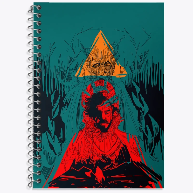 دفتر زبان 50 برگ خندالو مدل دو خط طرح بازی آلن ویک (Alan Wake) کد 31312