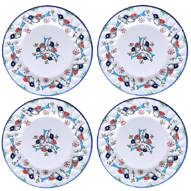 بشقاب برنج چينی ميبد مرواريد مدل مرغي کد B4 بسته 4 عددی