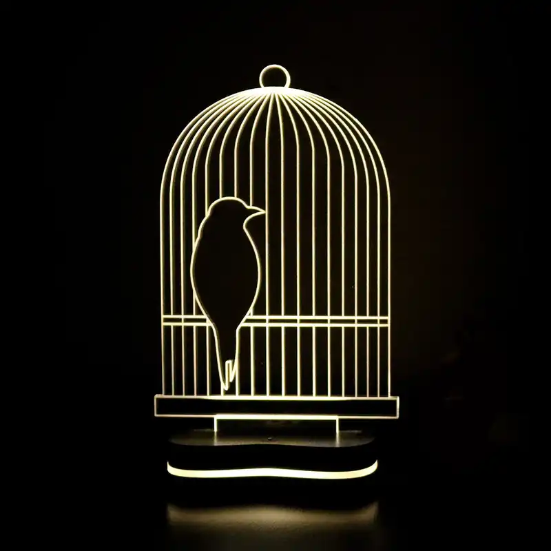 چراغ خواب سه بعدی گالری دیکوماس طرح قفس پرنده کد DMS143