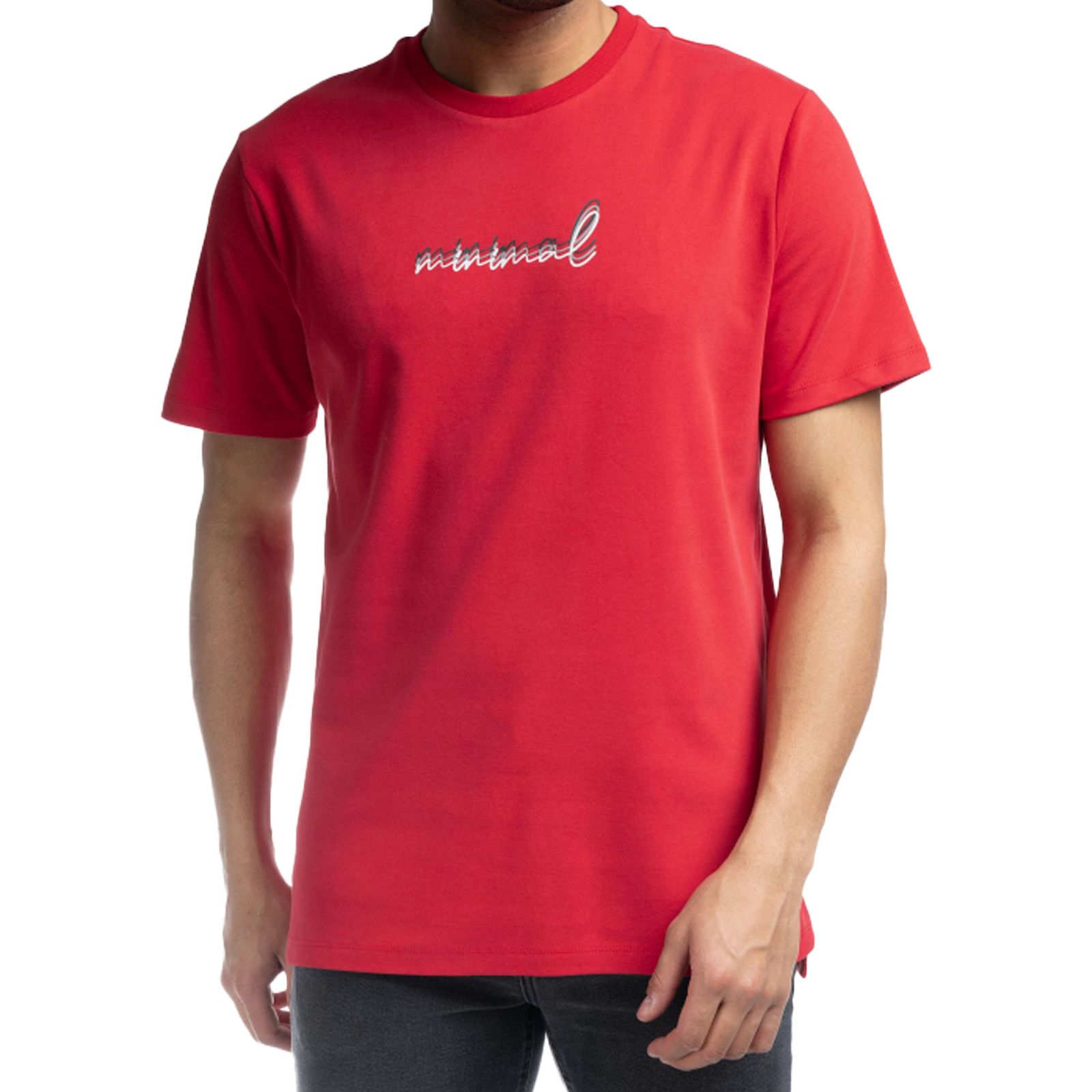 تی شرت آستین کوتاه مردانه جوتی جینز مدل یقه گرد کد 1551266 رنگ قرمز