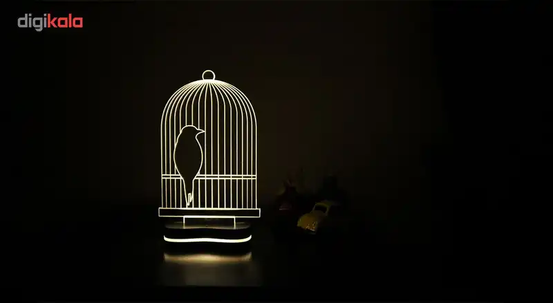 چراغ خواب سه بعدی گالری دیکوماس طرح قفس پرنده کد DMS143