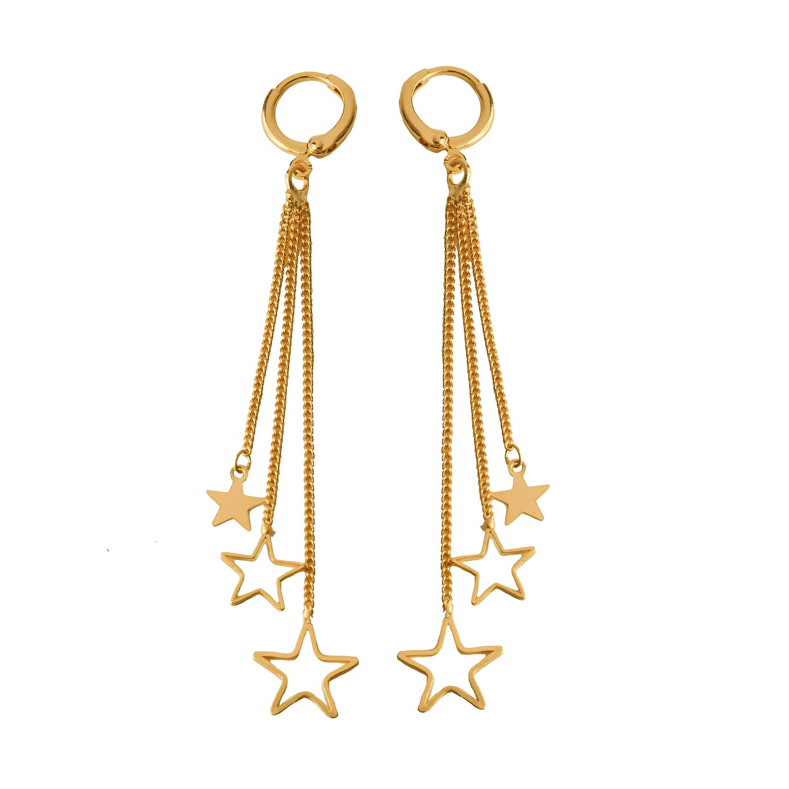 گوشواره زنانه وای اس ایکس مدل آبشاری ستاره توخالی کد YX109 -  - 1