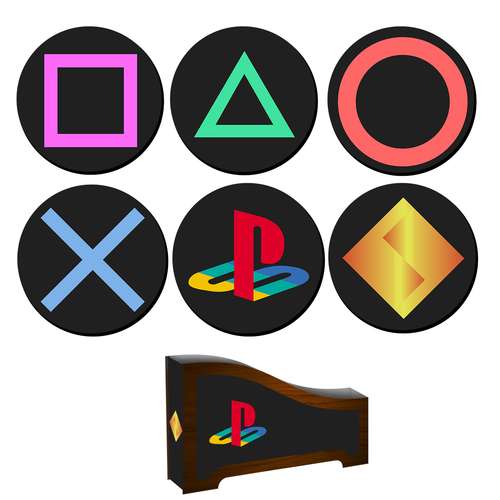 زیر لیوانی لوکسینو مدل پلی استیشن کد Ps_5 مجموعه 6 عددی