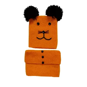 ست کلاه و شال گردن بافتنی بچگانه مدل سینا کد ge