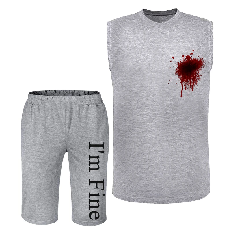 ست تاپ و شلوارک مردانه مدل I m fine A04