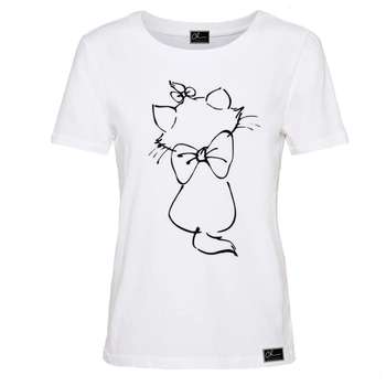 تی شرت آستین کوتاه زنانه مدل گربه کد B123 رنگ سفید