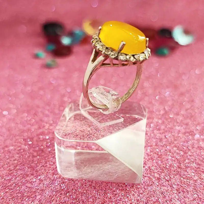 انگشتر نقره زنانه مدل عقیق شرف الشمس شکوفه کد SHW6038