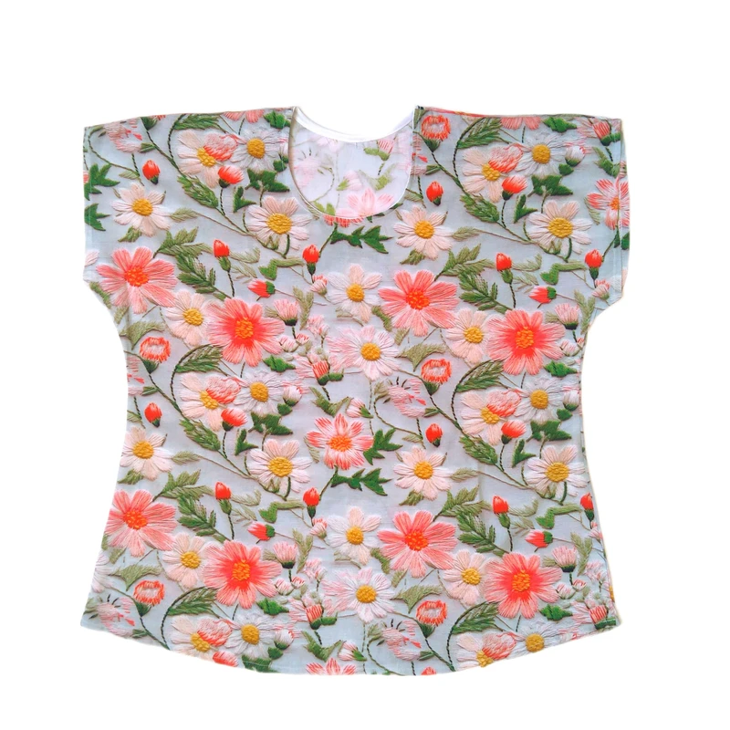 بلوز آستین کوتاه یقه گرد زنانه مدل نخی 102