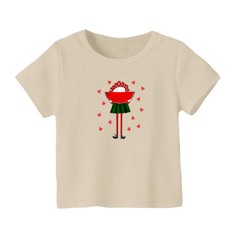 تی شرت آستین کوتاه بچگانه مدل دخترک یلدایی کد  19 رنگ کرم