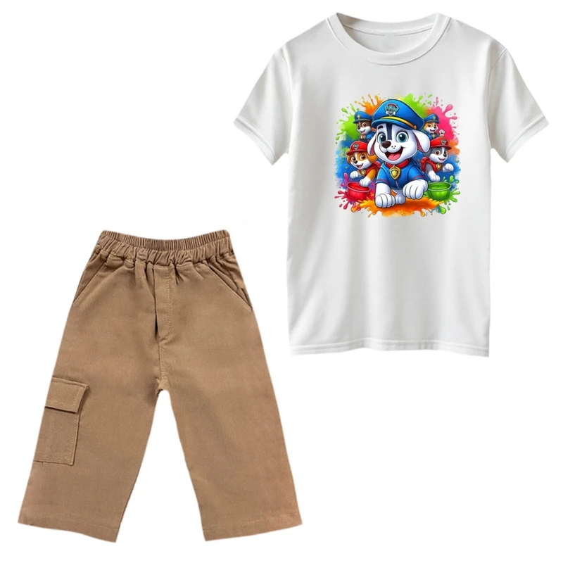 ست تی‌شرت و شلوارک پسرانه مدل سگ های نگهبان