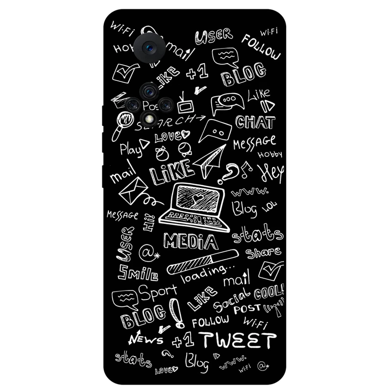 کاور مگافون طرح رسانه های اجتماعی مدل 1898 مناسب برای گوشی موبایل آنر 50       